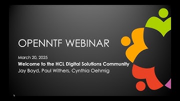 OpenNTF Webinar: Welcome to the HCL Digital Solutions Community [March 2025]