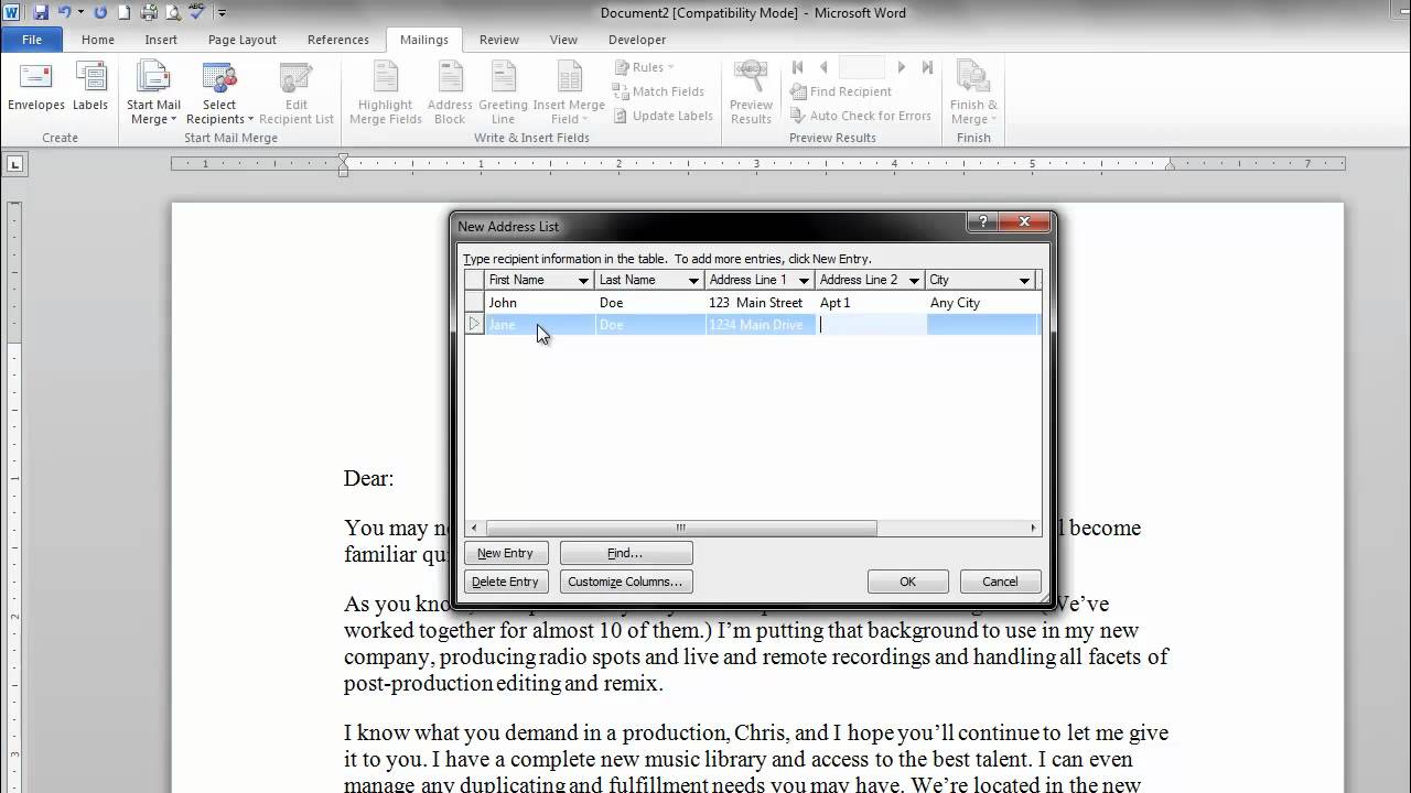 how to do a mail merge in word starter