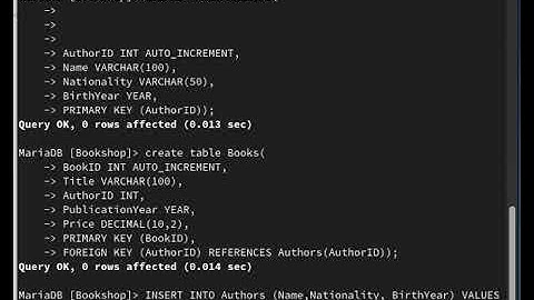MariaDB - Create database, tables, linking tables and update and delete. #1