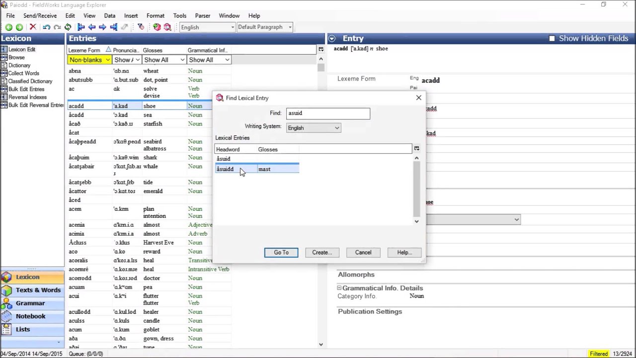 FLEx Conlangs 3  4: Lexicon Edit functions concluded