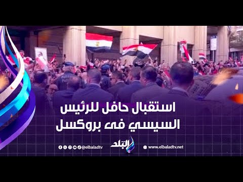 استقبال حافل للرئيس السيسي فى بروكسل أعداد هائلة من الجاليات المصرية تصطف لتحية الرئيس