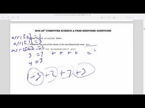 Ap Computer Science Test Review 15 Question 1a Add All The Values In An Array Youtube
