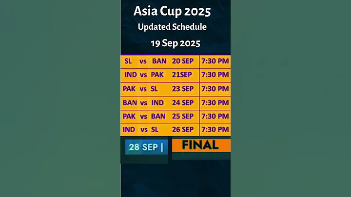 Asia Cup 2025 Full Schedule India vs Pakistan Date,  Final #asiacup | Updated Time Table 19 Sep