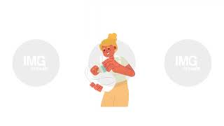 Mother bottle feeding baby 2D characters animation