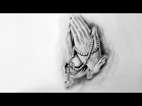 How to draw Praying Hands holding Rosary