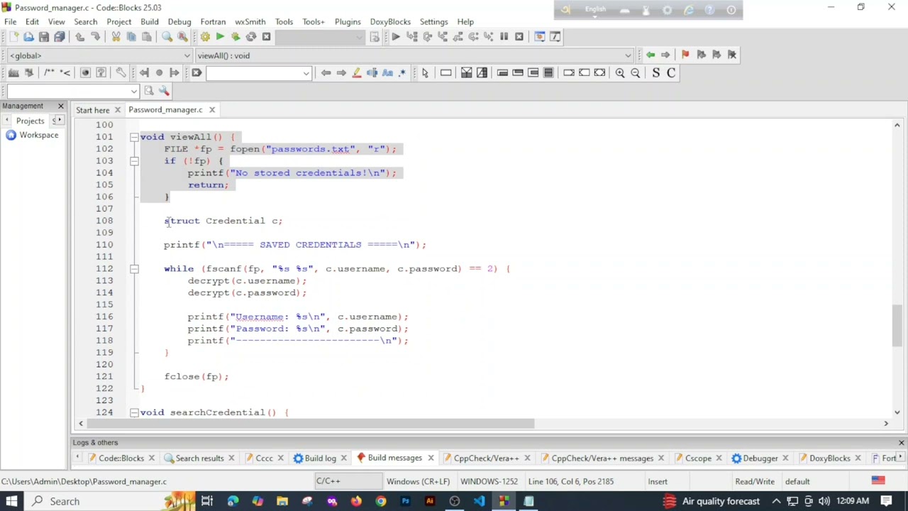 Project 6:Password Manager in C Programming | File Handling,Encryption, String & Structure Explained