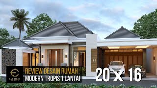 DESAIN RUMAH MODERN MILIK BAPAK ROFI DENGAN LEBAR 20M DAN PANJANG 16M