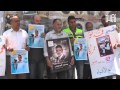 وقفة تضامنية مع الاسير الصحفي محمد منى امام خيمة الاعتصام في نابلس