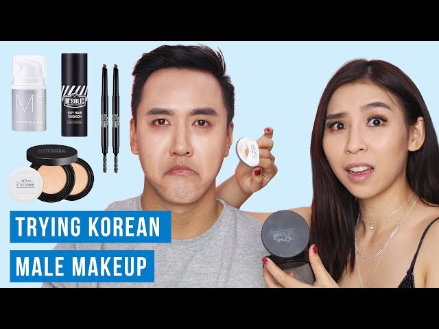 Trying Korean Male Makeup on My Boyfriend  | Tina Tries It