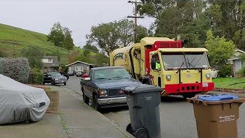 2 Marin Sanitary Service trucks on recycle and garbage!