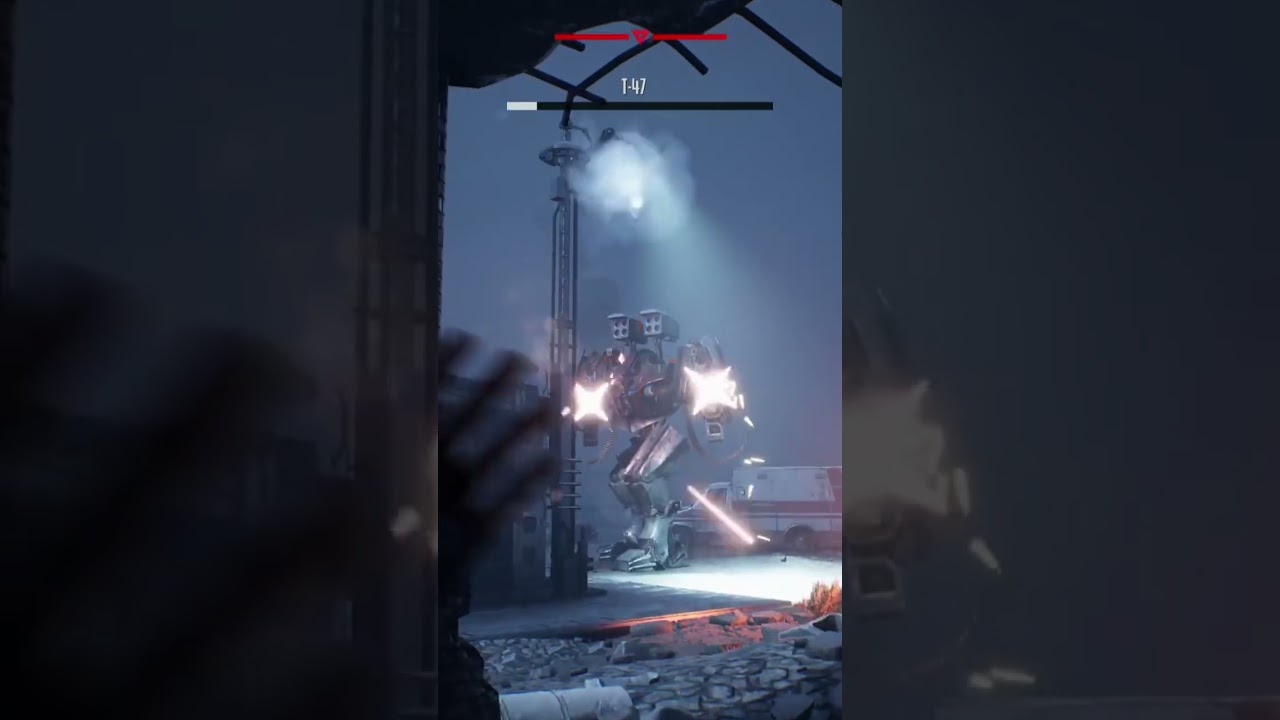 Destroying a T47 in Terminator Resistance on PS5