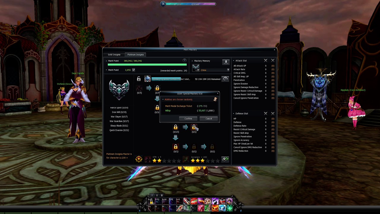 CABAL NA - 100k WEXP = 100 times reroll Special  Mastery ( Try to get 6 stars Ignore Resist Rate )