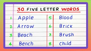 30 Five Letter Words | Five Letter Words | in English