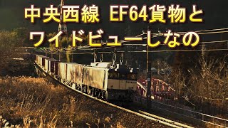 【4K60fps】中央西線EF64 1000番台貨物列車と383系ワイドビューしなの