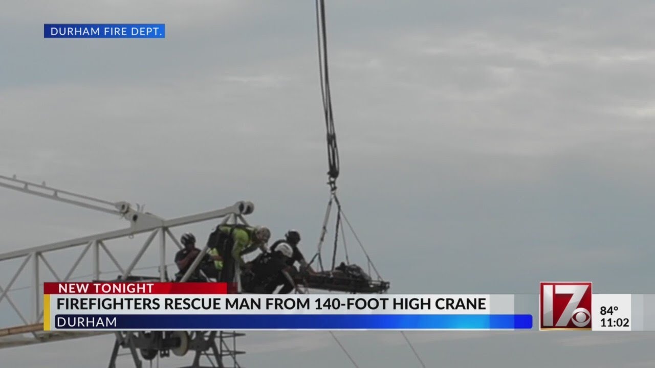 Injured man rescued from 140-foot tall Durham construction crane