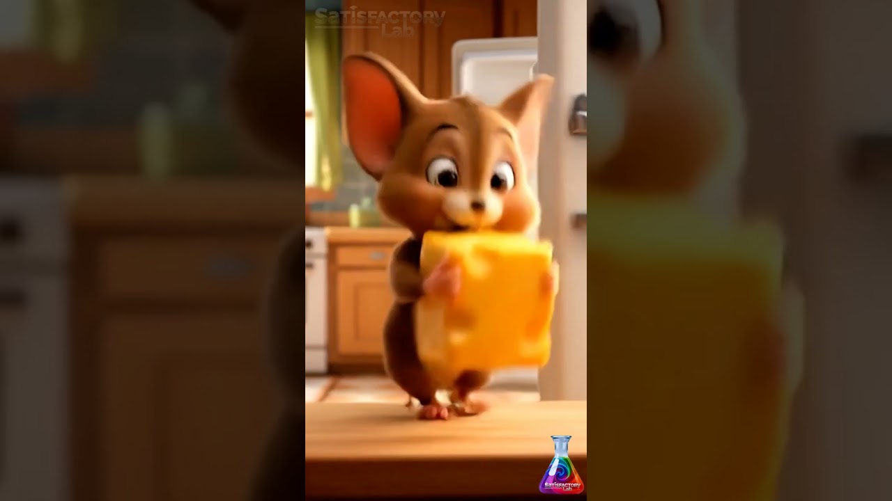Cute Jerry Finds Cheese in the Fridge | Adorable Jerry Eating Cheese 🍃✨