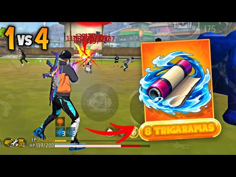 JOGANDO COM O JUTSU "<strong>8</strong> TRIGRAMAS" NO SOLO VS SQUAD!! RANQUEADA SOLO VS SQUAD FREE FIRE!!