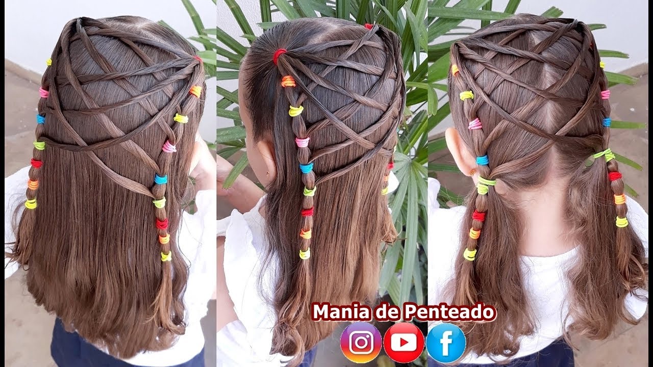 Penteado Infantil com elásticos e Maria Chiquinha