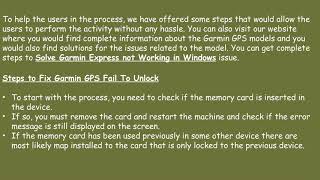 How to Solve Garmin GPS Fails to Unlock Issue ?