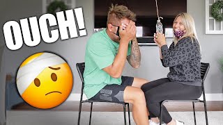 HE GOT KNOCKED OUT!! *Blindfold Water Bottle Challenge*