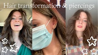 BIG hair transformation &amp; getting my tragus pierced: day in the life vlog