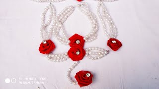 HOW TO MAKE NACKLACE USING FLOWER AND PEARL | BEAUTIFUL JEWELLERY FOR WEDDING | MAKE YOU OWN JEWELLE