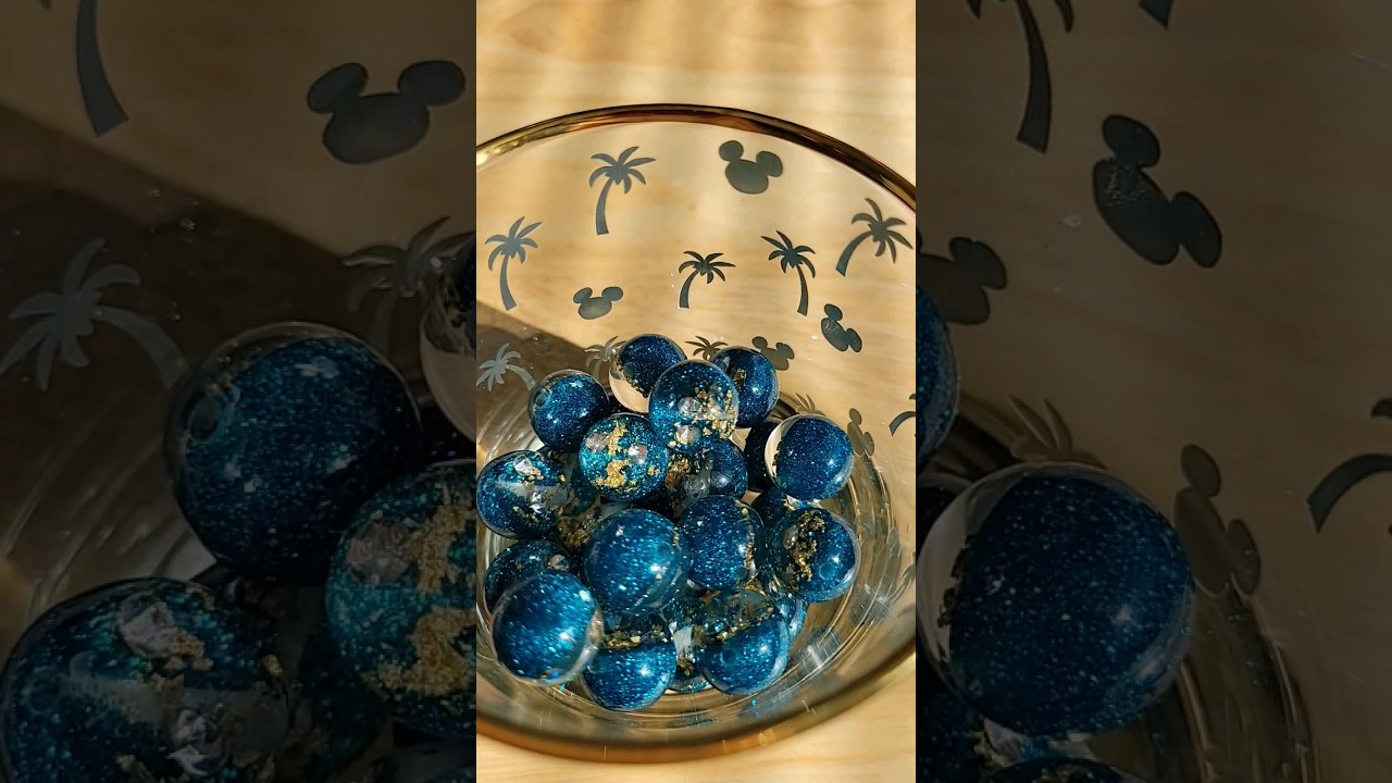 Blue Glitter Foil Resin Beads 