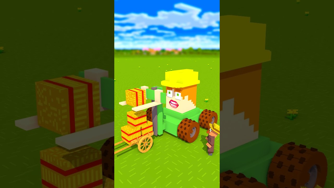 Alex-Forklift vs Steve-Bulldozer - Minecraft animation 