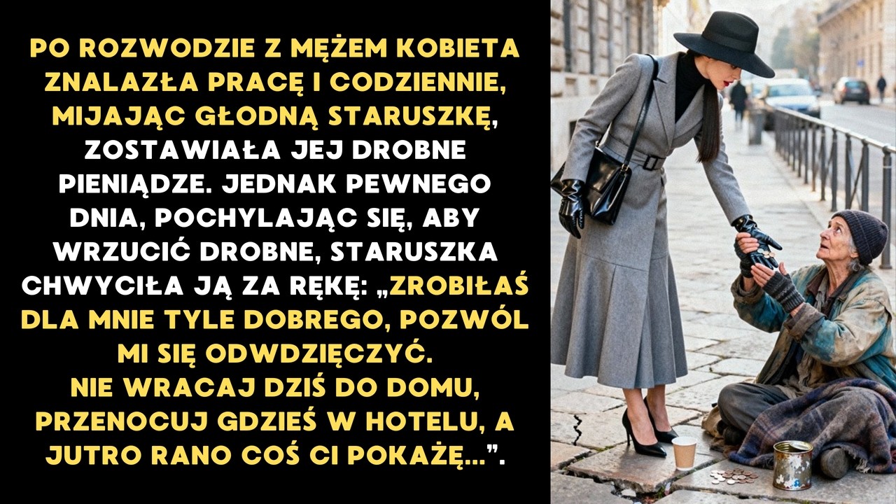 Idąc do pracy, kobieta codziennie karmiła biedną staruszkę, ale pewnego dnia ta odwdzięczyła się jej