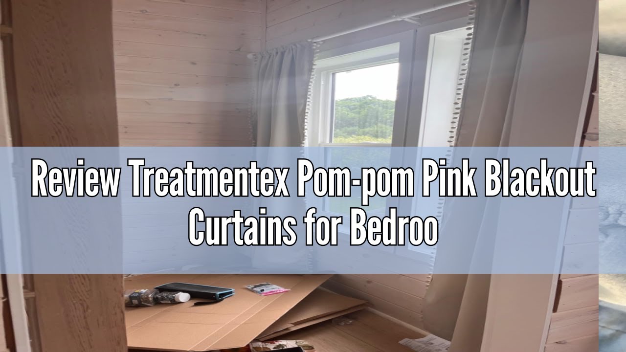 Review Treatmentex Pom-pom Pink Blackout Curtains for Bedroom 63inch Length Energy Efficient 100% Fu
