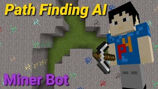 Working Miner Bot in Minecraft (Bedrock Commands) Path Finding AI Profile