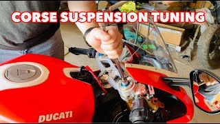 2019 Ducati 959 Corse Ohlins Motorcycle Suspension Tuning Demonstration