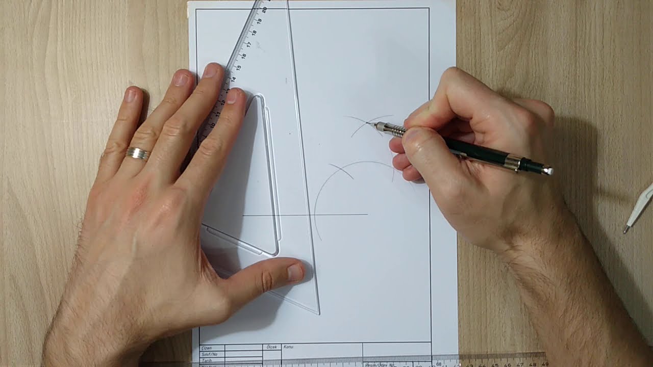 Teknik Resim 13. DERS - Bir Doğrunun Ucundaki Bir Noktadan Dikme Çıkma