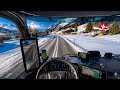 ​Mercedes-Benz Actros POV ❄️ Dangerous Winter Descent in Swiss Alps | 4K Truck ASMR 🏔️🇨🇭