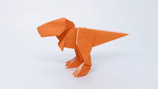 恐竜折り紙　ティラノサウルス Dinosaur origami t-rex 補助図＆音声解説つき