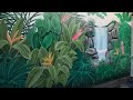 Tropical Jungle Mural. Tropical Forest Mural Tutorial. Painting Tropical. Mural Indonesia