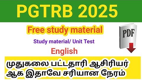 PGTRB 2025 New syllabus/ Study material/ Unit Test with answer key English 