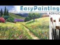 "Summer fields" landscape. How to paint 🎨ACRYLIC tutorial DEMO