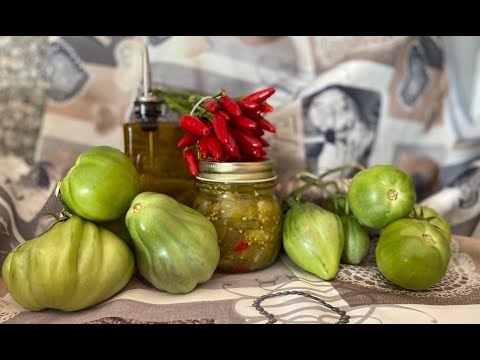 Video: Antipasto Piccante Di Pomodori Verdi All'aglio Per 10 Minuti