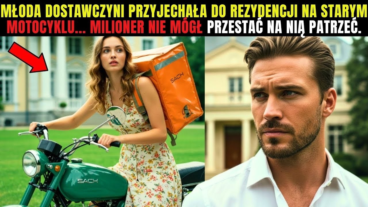 Młoda dostawczyni przyjechała do rezydencji na starym motocyklu… Milioner nie mógł oderwać wzroku