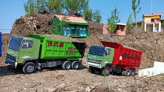 SIMULASI MOBIL TRUK HINO 500 MUATAN PASIR - LOADER RC KONSTRUKSI