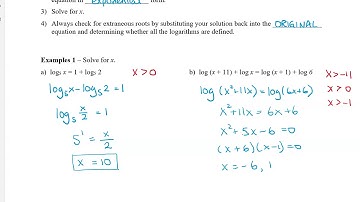 Math 12 - Sec 8.4 Solving Logarithmic Equations