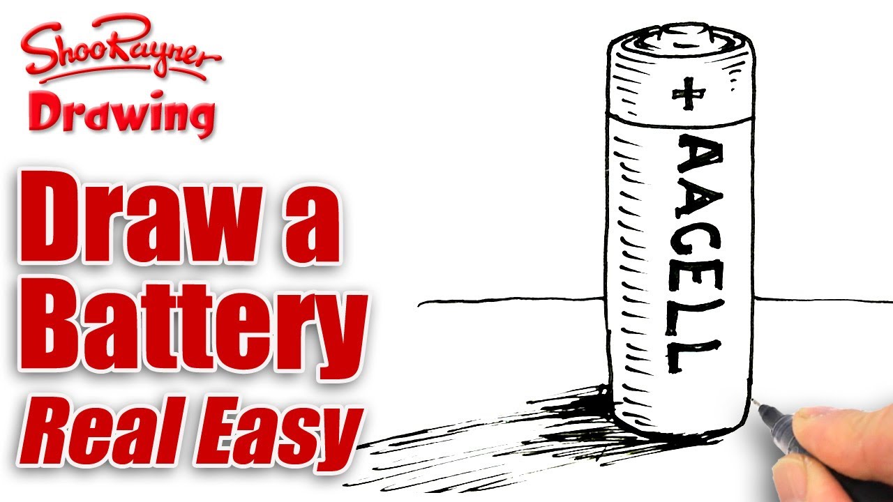 Step By Step  EASY AND SIMPLE  How to Draw Battery  YouTube