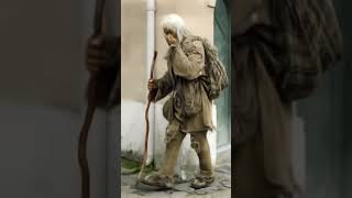 A Homeless Man Walking Slowly And One Hand Cleaning His Tear Dropped, A Bit Cry