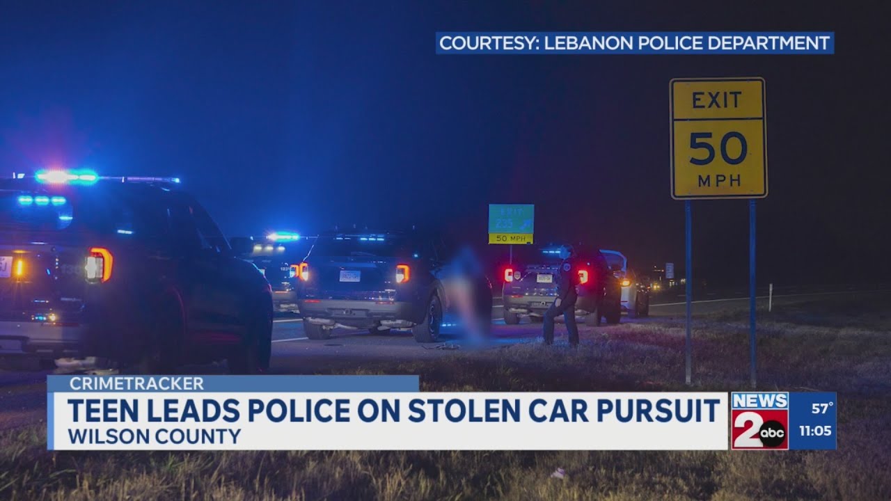 Teen leads pursuit in stolen car on I-40 in Wilson County - YouTube