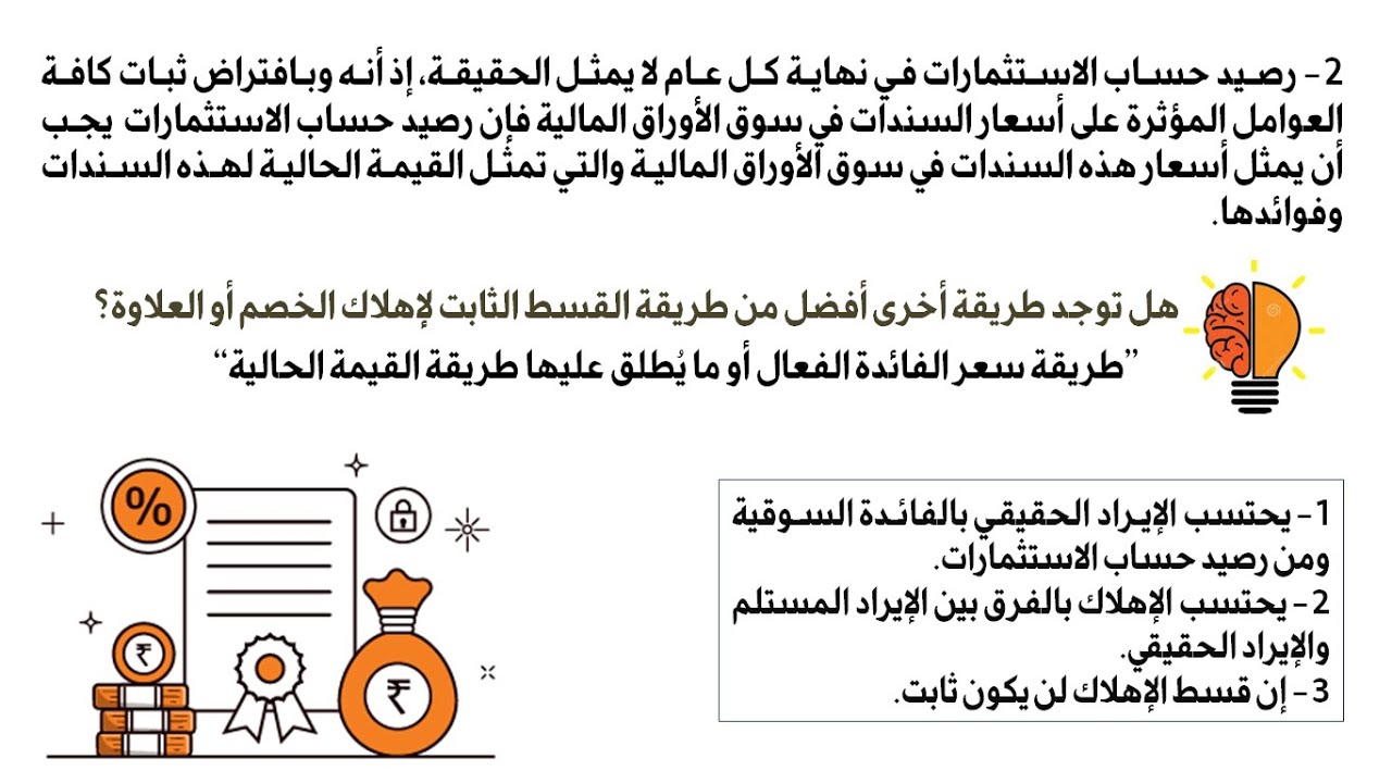 المحاضرة الثانية عشر (طريقة القيمة الحالية - استثمارات طويلة الأجل في السندات) - المحاسبة المتوسطة 2