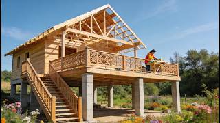 A woman built a wooden villa in just 120 days, astonishing everyone Start To Finish