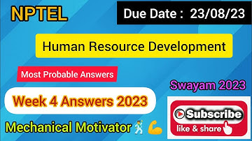 Human Resource Development | Week 4 Quiz | Assignment 4 Solution | NPTEL | SWAYAM 2023