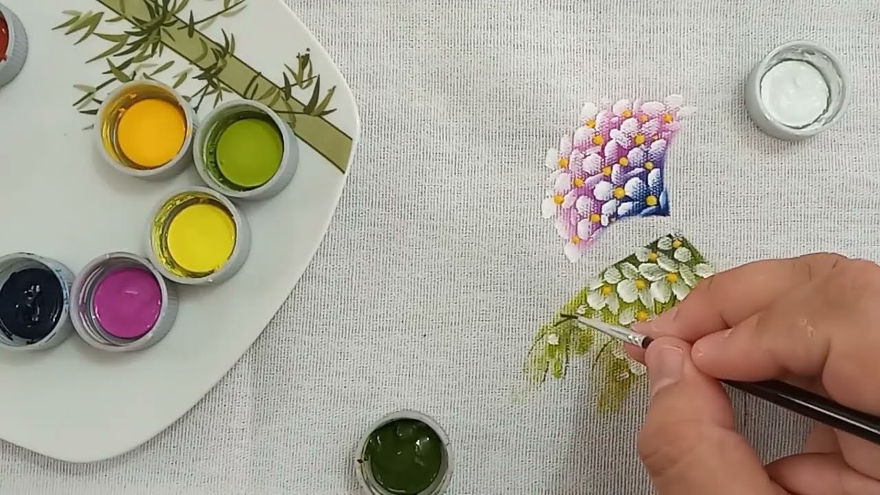 Как нарисовать незабудки на ткани Роспись - Бруно Сильва - Класс 282