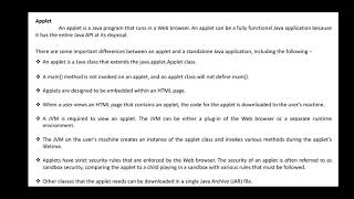 Applet definition and differentiation between application and applet